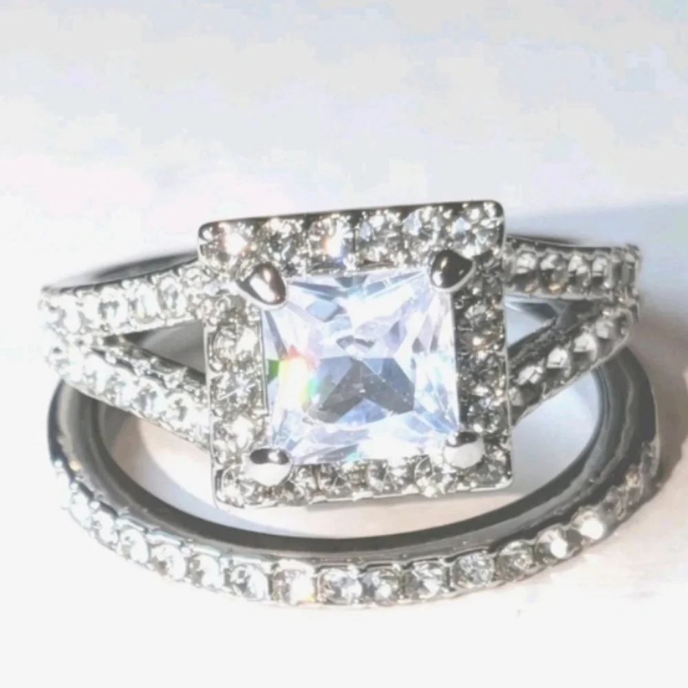 Womens 4 Ct Intricate Detailed Lab Created Diamond Engagement Ring Set Sz7